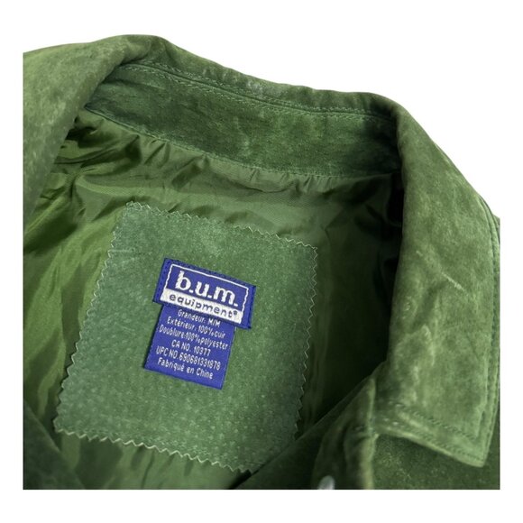 BUM EQUIPMENT Genuine Leather Cropped Bomber Vintage Y2K Jacket Womens Medium - Picture 2 of 6